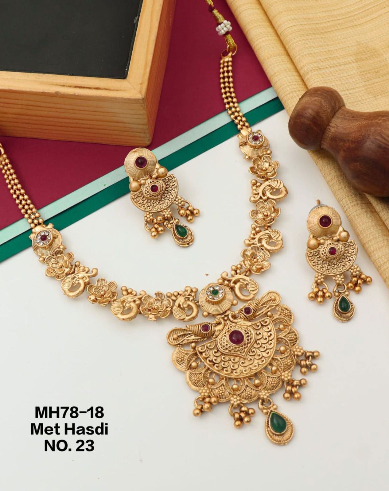 08 Mh Brass High Gold Matte Hasadi Set Wholesale Price In Surat